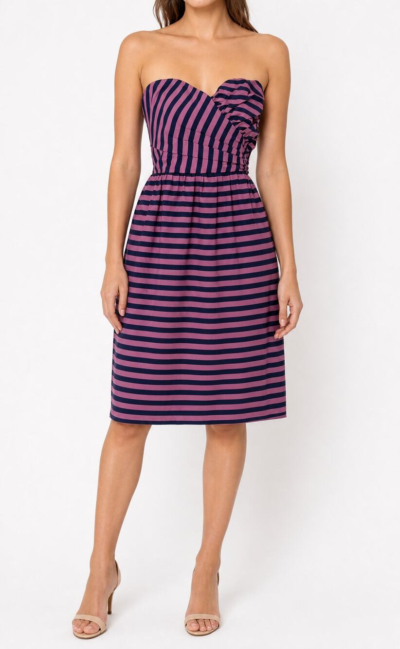 Corey Lynn Calter Silk Cotton Blend Striped Strapless Cocktail Party Dress 8